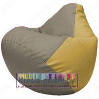 Бескаркасное кресло мешок Груша Г2.3-0208 (светло-серый, охра)